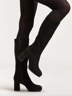 Online Faux Suede Platform Heeled Long Leg Boot Women Boots·Heeled Boots|Boots·Knee High Boots