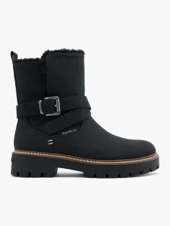 Hot Fur Lined Buckled Ankle Boot Women Boots·Chunky Boots|Boots·Ankle Boots