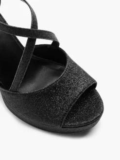 Best Glittery Cross Strap Platform Heel Women Heels·High Heels|Heels·Platform Heels
