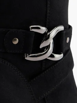 Sale Heeled Ankle Boot with Silver Link Detail Women Boots·Heeled Boots|Boots·Ankle Boots