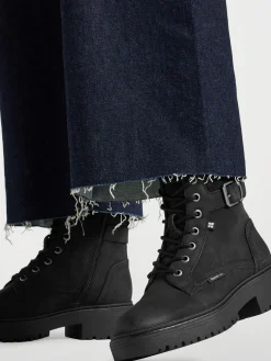 New Lace Up Biker Boot with Buckle Detailing Women Boots·Biker Boots|Boots·Ankle Boots