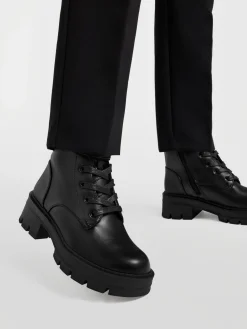 Lace Up Boot with Gem Strap Women Boots·Biker Boots|Boots·Chunky Boots