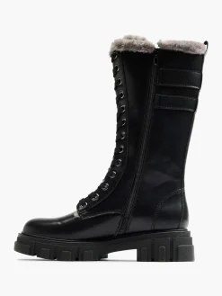 Hot Lace Up Faux Fur Lined Long Leg Biker Boot Women Boots·Winter Boots|Boots·Biker Boots