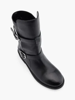 Sale Leather Ankle Boot with Buckle Details Women Boots·Biker Boots|Boots·Leather Boots