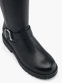Discount Leather Chunky Soled Long Leg Boot with Buckle Detailed Women Boots·Knee High Boots|Boots·Leather Boots