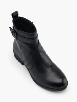 Clearance Leather Cross Strapped Detail Ankle Boot Women Boots·Leather Boots|Boots·Ankle Boots