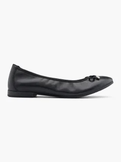 Outlet Leather Elasticated Lined Ballerina with Bow Detail Women Girls School Shoes·Girls Teen School Shoes|All Girls·Teens
