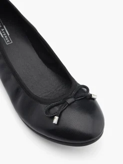 Outlet Leather Elasticated Lined Ballerina with Bow Detail Women Girls School Shoes·Girls Teen School Shoes|All Girls·Teens