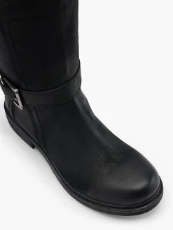 Online Leather Long Leg Faux Fur Lined Boot with Double Buckle Detail Women Boots·Knee High Boots|Boots·Leather Boots