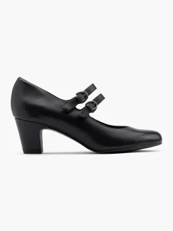 Hot Leather Mary Jane Double Strapped Court Shoe Women Loafers & Low Shoes·Mary Jane Shoes|Heels·Block Heels