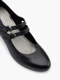 Hot Leather Mary Jane Double Strapped Court Shoe Women Loafers & Low Shoes·Mary Jane Shoes|Heels·Block Heels