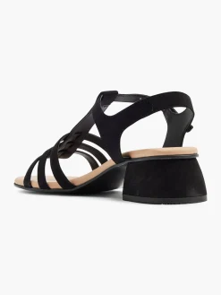 Outlet Leather Multi Strap Sandals with Block Heel Women Heels·Block Heels