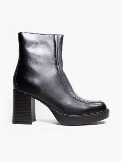 Hot Leather Panelled Block Heeled Ankle Boot Women Boots·Leather Boots|Boots·Ankle Boots