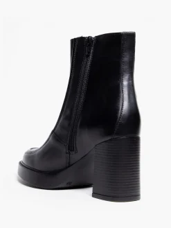 Hot Leather Panelled Block Heeled Ankle Boot Women Boots·Leather Boots|Boots·Ankle Boots