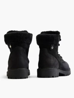 Leather Suede Faux Fur Lined Lace Up Boot Women Boots·Lace-Up Boots|Boots·Hiker Style Boots