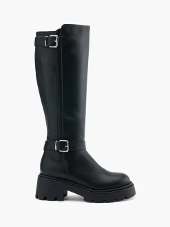 Discount Long Leg Chunky Boot with Double Buckle Detail Women Boots·Knee High Boots