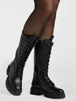 Discount Long Leg Lace Up Biker Boot Women Boots·Biker Boots