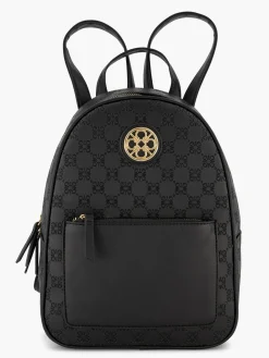 Online Monogram Embossed Backpack with Metallic Detail Women Backpacks