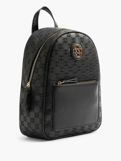 Online Monogram Embossed Backpack with Metallic Detail Women Backpacks