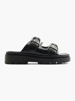 Discount Padded Slip On Sandal with Buckle Detail Women Sandals·Mules