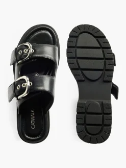 Discount Padded Slip On Sandal with Buckle Detail Women Sandals·Mules