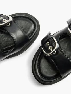 Discount Padded Slip On Sandal with Buckle Detail Women Sandals·Mules
