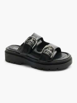 Discount Padded Slip On Sandal with Buckle Detail Women Sandals·Mules