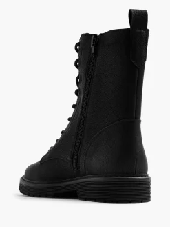 New Panelled Lace Up Biker Boot Women Boots·Biker Boots|Boots·Lace-Up Boots