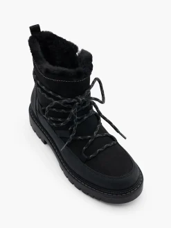 Sale Panelled Lace Up Hiker Boot Women Boots·Faux Fur Lined Boots|Boots·Chunky Boots