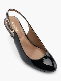 Hot Patent High Heel with Buckle Detail Women Heels·Slingback Heels|Heels·High Heels