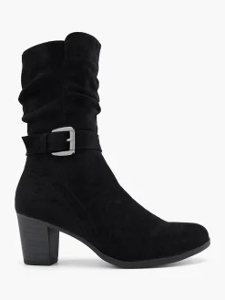 Online Ruched Leg Block Heel Buckle Detailed Boot Women Boots·Ankle Boots