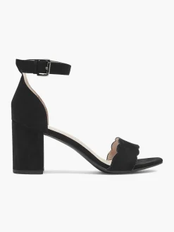 New Scalloped Edge Block Heel with Ankle Strap Women Heels·High Heels
