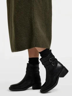 Best Square Toe Double Buckled Ankle Boot Women Boots·Ankle Boots