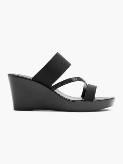 New Strappy Wedge Mule with Diamante Details Women Sandals·Mules|Heels·Wedges