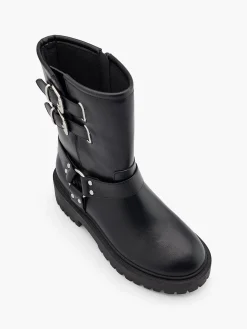 Clearance Tall Double Buckle Biker Boot Women Boots·Biker Boots|Boots·Chunky Boots