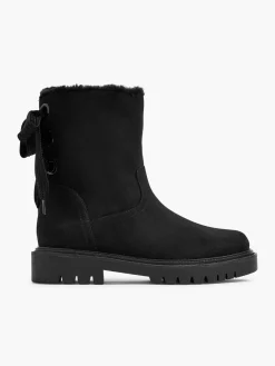 Best Tie Back Detail Fur Lined Ankle Boot Women Boots·Winter Boots|Boots·Faux Fur Lined Boots