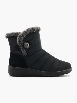 Online Wide Fit Comfort Boot with Button Fastening and Faux Fur Lining Women Loafers & Low Shoes·Comfort|Boots·Comfort Boots