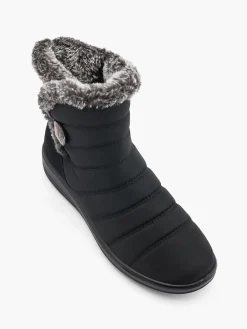 Online Wide Fit Comfort Boot with Button Fastening and Faux Fur Lining Women Loafers & Low Shoes·Comfort|Boots·Comfort Boots