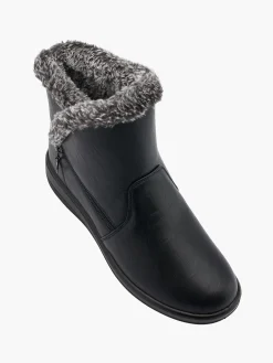 New Wide Fit Zipper Detail Faux Fur Lined Ankle Boot Women Loafers & Low Shoes·Comfort|Boots·Comfort Boots