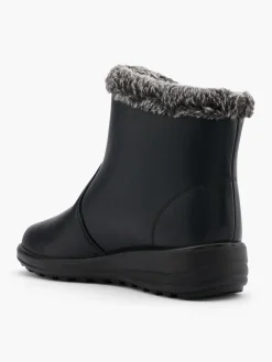 New Wide Fit Zipper Detail Faux Fur Lined Ankle Boot Women Loafers & Low Shoes·Comfort|Boots·Comfort Boots
