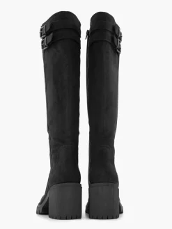 New Wide Fit Chunky Long Leg Boot with Double Buckle Detail Women Boots·Knee High Boots