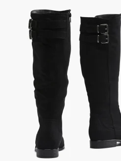 Wide Fit Long Leg Boot with Buckle Details Women Boots·Knee High Boots