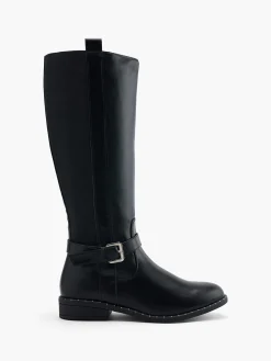 Outlet Wide Fit Long Leg Buckled Boot with Studded Detail Women Boots·Knee High Boots