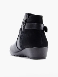 Discount Wide Fit Wedge Comfort Boot with Buckle Detail Women Loafers & Low Shoes·Comfort|Boots·Comfort Boots