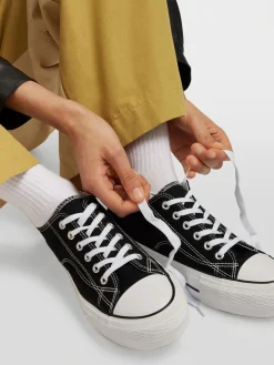 Online /White Canvas Lace Up Trainers Women Trainers·Canvas Trainers|Loafers & Low Shoes·Canvas