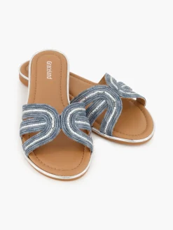 Raffia Sandal with Diamante Detailing Women Sandals·Flat Sandals