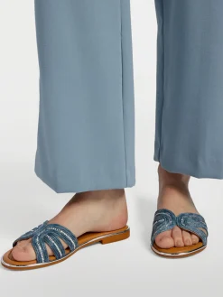 Raffia Sandal with Diamante Detailing Women Sandals·Flat Sandals