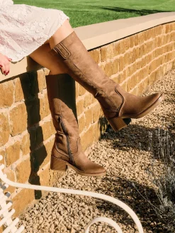 Clearance Block Heeled Imi Suede Long Leg Boot Women Boots·Knee High Boots