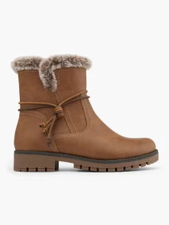 Online Faux Fur Lined Comfort Boot with Knotted Trim Women Boots·Ankle Boots