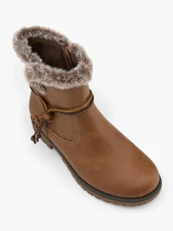 Online Faux Fur Lined Comfort Boot with Knotted Trim Women Boots·Ankle Boots